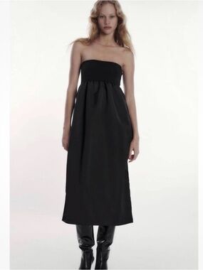 Zara Mixed Straight Knit Midi Dress